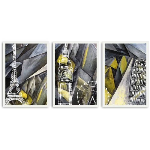 3PBCT-03 Multicolor Decorative Framed MDF Painting (3 Pieces) slika 2