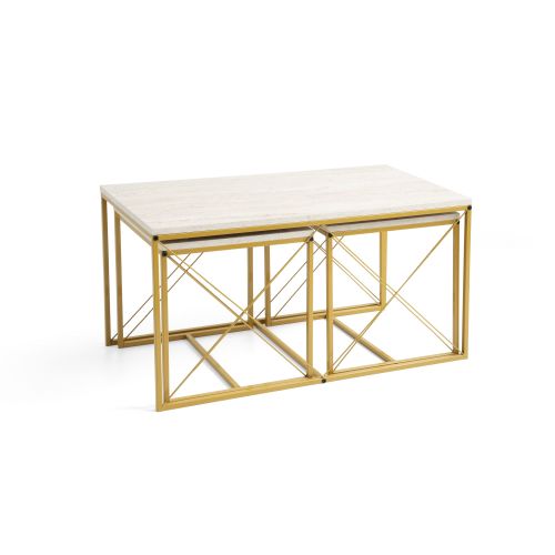 Defne - Gold, Marble Gold
Marble Coffee Table Set slika 7