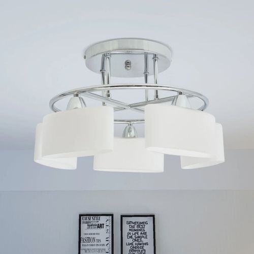 Stropna svjetiljka sa staklenim sjenilima za 5 žarulja E14 200 W slika 24