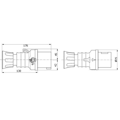 Gewiss IEC309HP, Utikač  ravni, 3P+N+E 32A 380-415V, IP44/IP54 slika 2