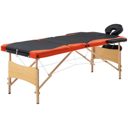 Sklopivi masažni stol s 3 zone drveni crno-narančasti slika 1