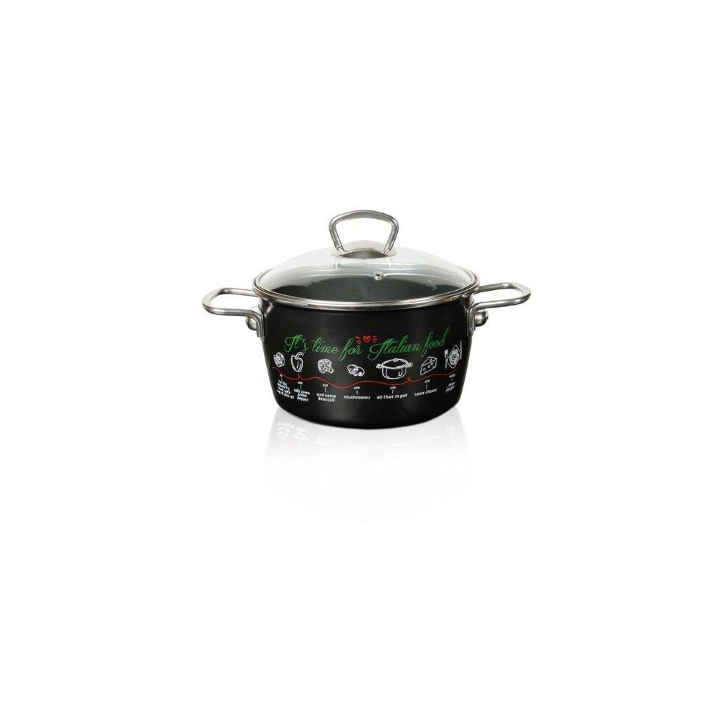 Metalac šerpa duboka Imperial lux 20 cm / 3.5 l sa staklenim poklopcem Italian food slika 1