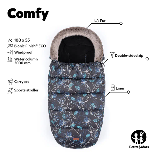 PETITE&amp;MARS Footmuff Comfy 4 u 1 zimska vreća za kolica, Glossy Princess/Grey slika 11