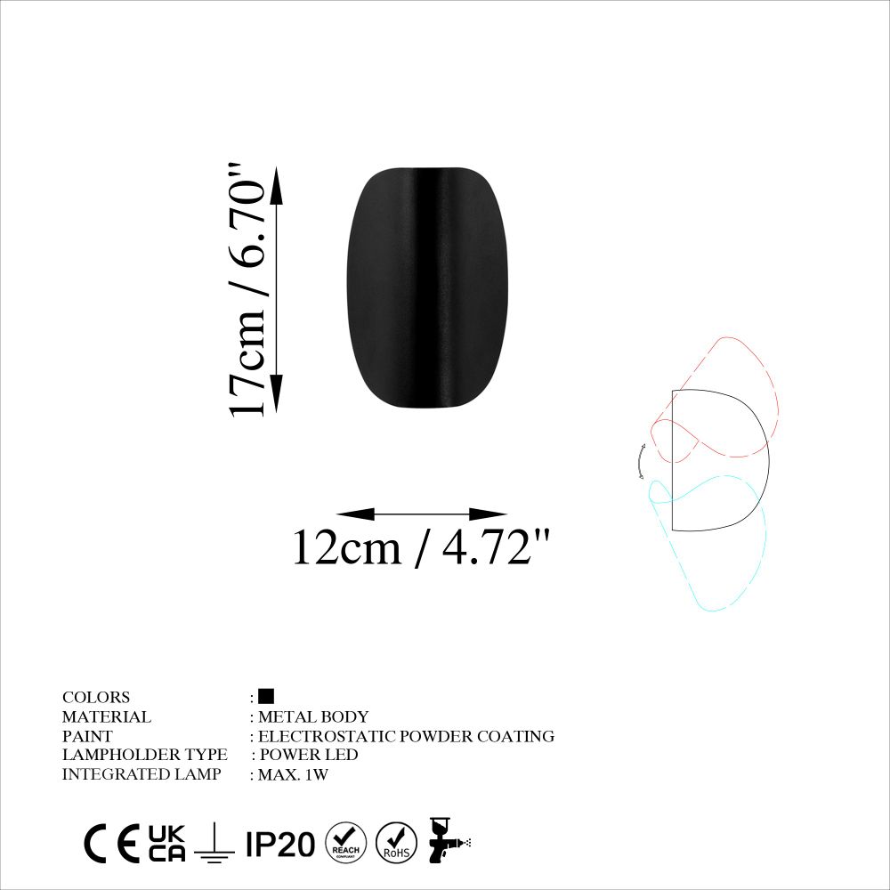 Heybe - 13623 Crna Zidna Lampa slika 9