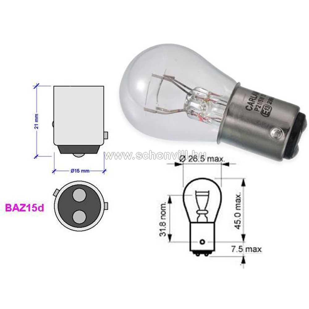 Sijalica Lima 12V P21/4W Dvopolna Baz15D Asimetrična slika 1