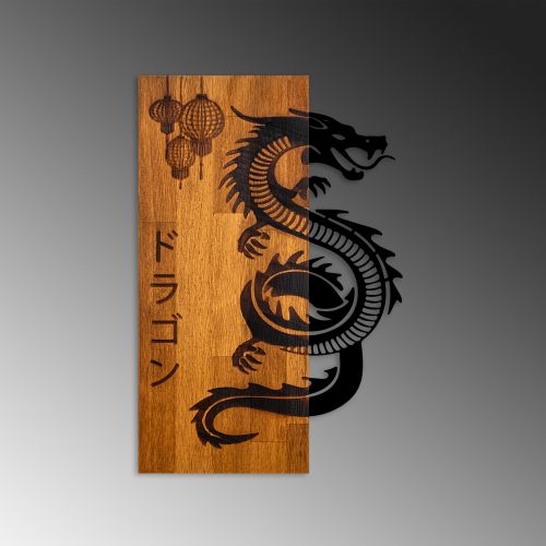 Dragon WalnutBlack Decorative Wooden Wall Accessory slika 6