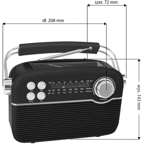 MANTA radio FM-AW-SW, 5W, BT, USB, AC + baterije + solarni panel, RDI916 slika 7