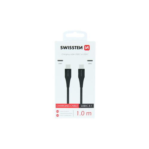 SWISSTEN kabel USB-C/USB-C, 3A, 1m, crni slika 1