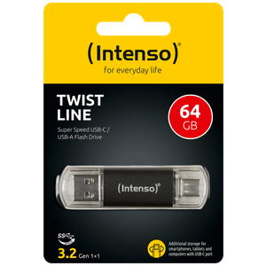 Intenso USB Flash drive 64GB, USB 3.2, USB-C, USB-A, Twist Line - USB3.2-64GB/Twist Line