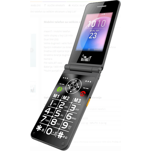 FLIP XXL MOBILNI TELEFON,Veliki displej u boji 2,8 inča, Dual SIM (2G), FM, BT, 1400 mAh slika 3