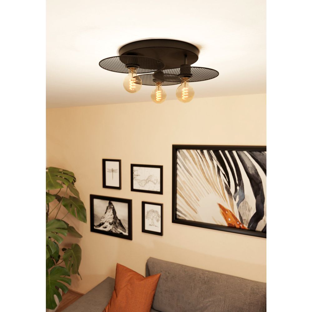 Eglo stropna lampa 'Ikeston' - Čelik/Crna, E27 slika 2