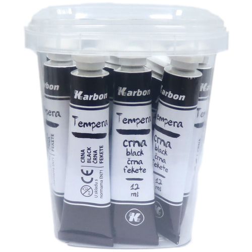 Tempera 12 ml KARBON 1/15 u plastičnoj kantici crna slika 1