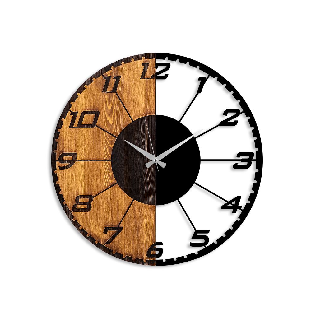 Decorative wooden wall clock Linear, colours: walnut, black slika 6