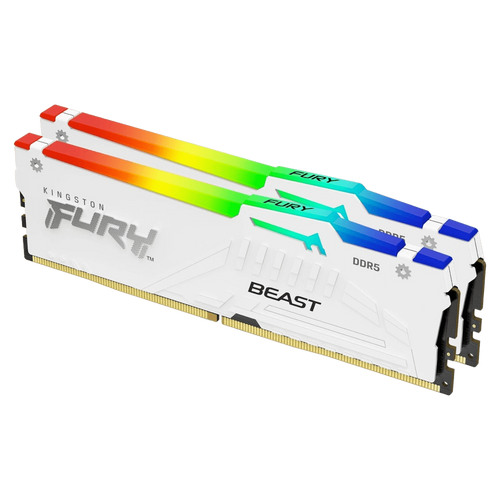 Memorija KINGSTON 64GB(2x32GB)/DIMM/DDR5/5600MHz/CL40/FURY Beast White RGB XMP slika 1