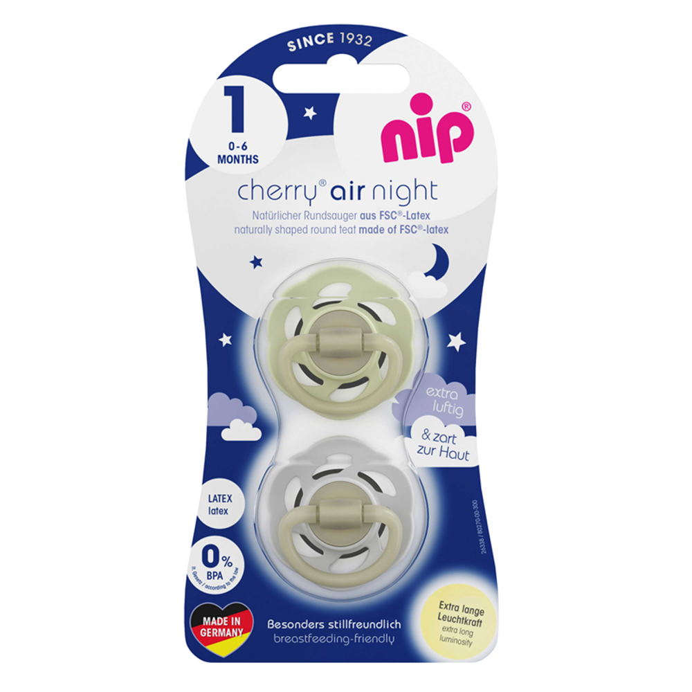 nip® Duda varalica Cherry Air Night 0-6mj (veličina 1) - Latex, 2kom Siva/Zelena slika 7