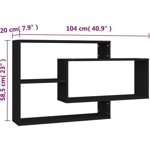 Zidne police crne 104 x 20 x 58,5 cm od iverice slika 29