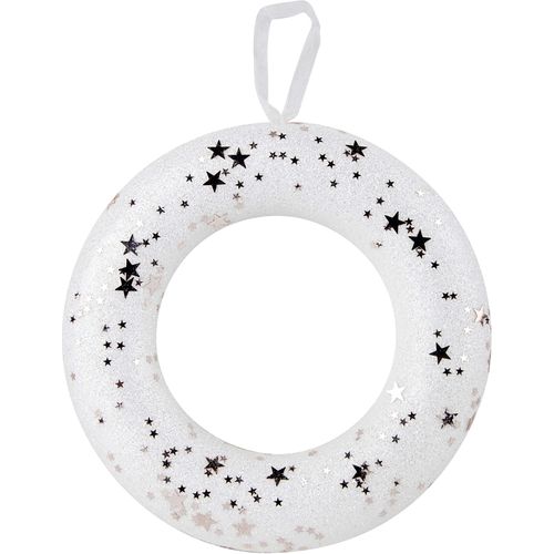 Božićni ukras-vjenčić bijeli sa zvjezdicama 20 cm slika 3