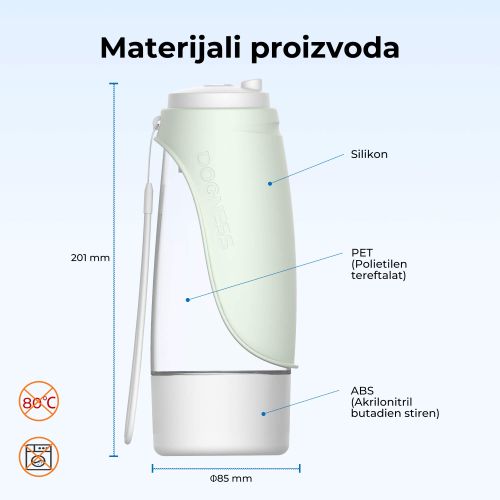 Dogness Putna boca za vodu 2u1, zelena, 438ml slika 4