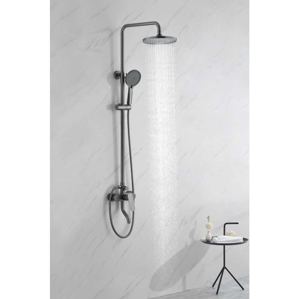 Inter Ceramic venice tuš sustav s donjim izljevom s tuš ružom 1 funkcija i tuš palicom 5 funkcija, nehrđajući čelik ss304, gun grey slika 2