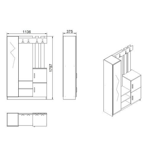 Hanah Home DD7 - AW Atlantic Pine White Hall Stand slika 6