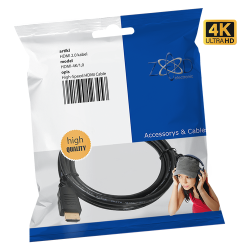 ZED electronic HDMI 2.0 kabl, 4K, dužina 1,0 met. - HDMI-4K/1,0 slika 1