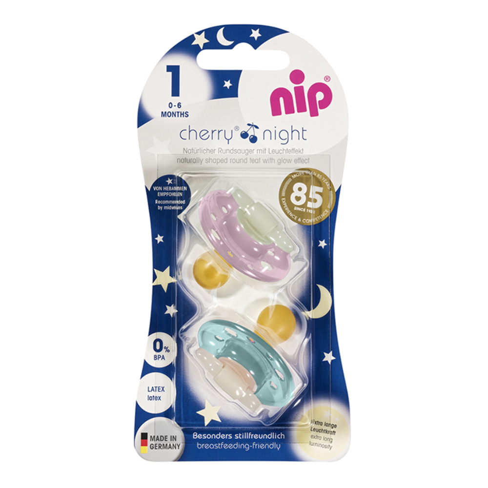 nip® Duda varalica Cherry Night 0-6mj (veličina 1) - Latex, 2kom Pink, Mint slika 4