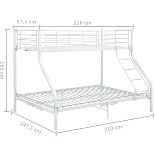 Okvir za krevet na kat bijeli metalni 140 x 200 / 90 x 200 cm slika 28