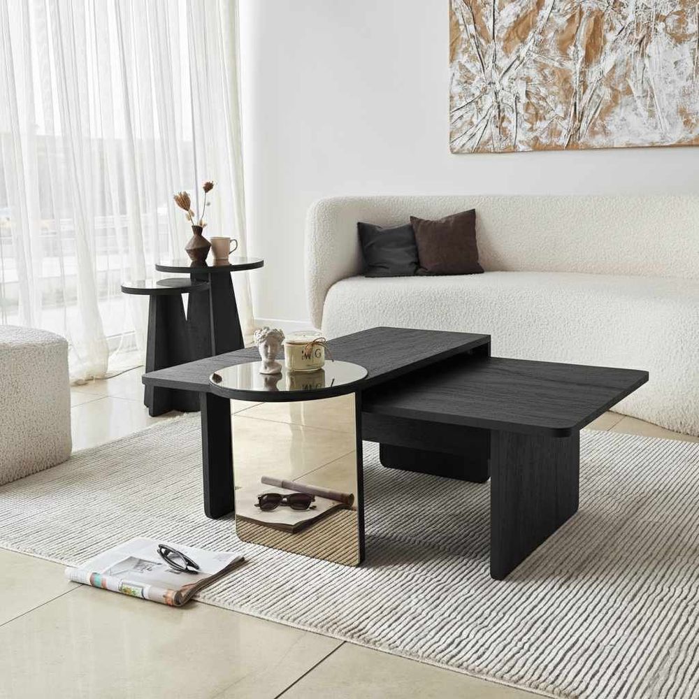 Nesting table Luna - Set od 4 komada u Crnoj i Bronze boji slika 3