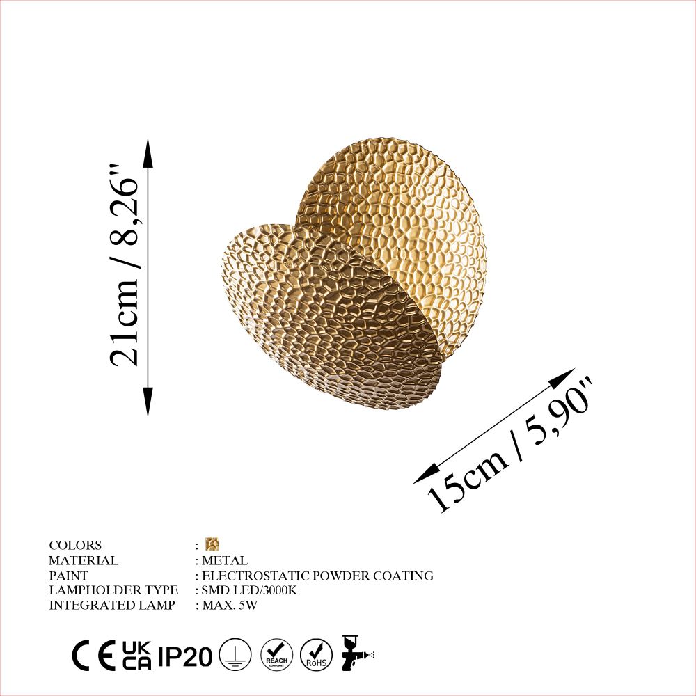 Yosma-13645 Zlatna Zidna Lampa slika 9