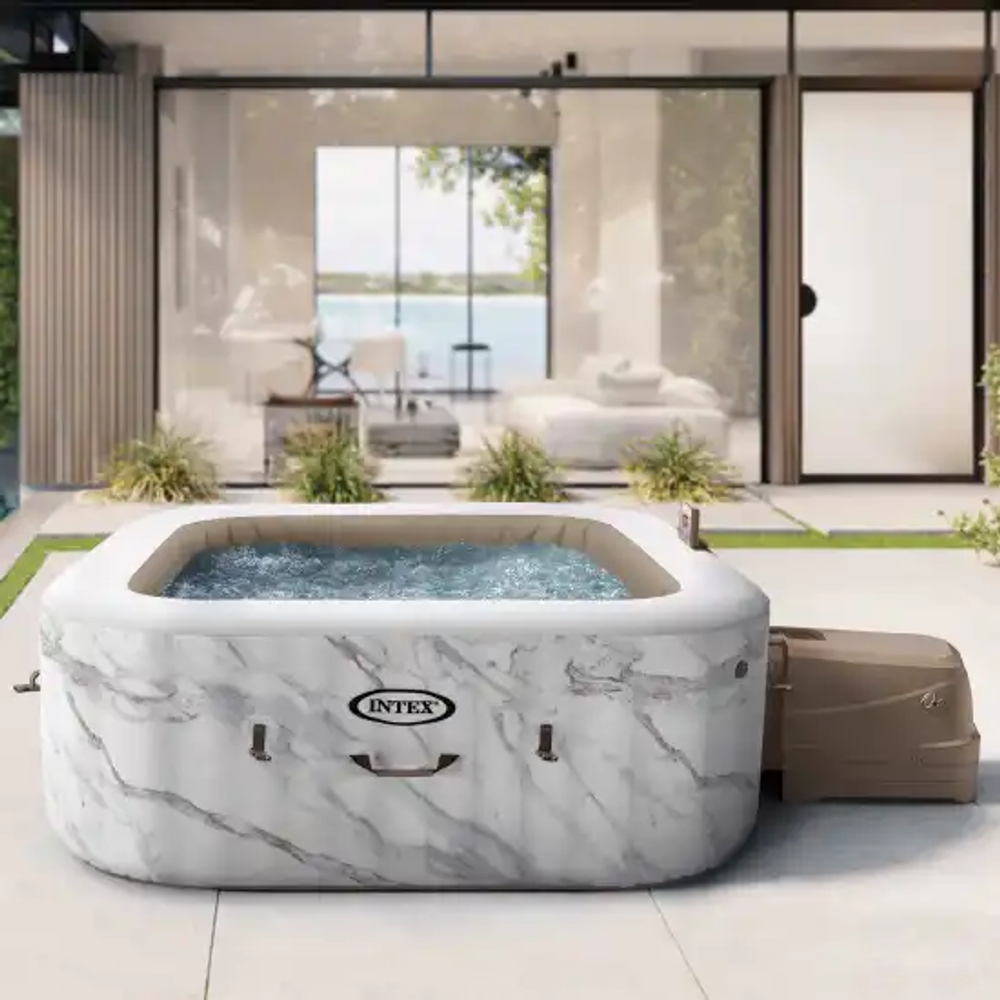 Intex hidromasažni bazen četvrtasti 175 x 175 x 71 cm, mermer - 28464 - za 4 osobe slika 2