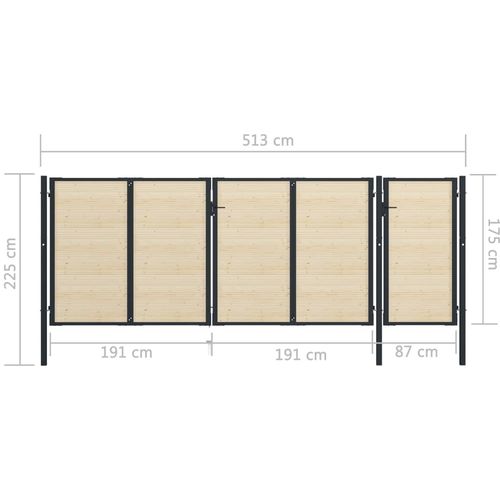 Vrata za ogradu od čelika i smrekovine 513 x 225 cm slika 13