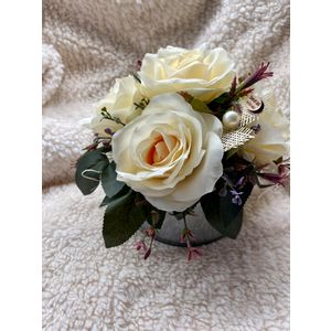 7seas365 ukrasni dekor - Bijele ruže srebrno bijela zdjela
