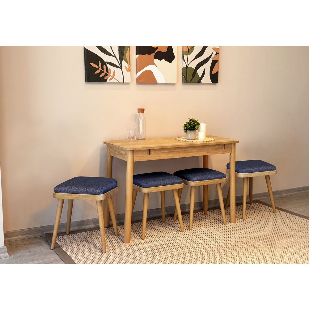 Vina Mini 05 1048 - Tamnoplavi Ekstenzibilni Trpezarijski Sto i Stolice Set (5 Komada) slika 3