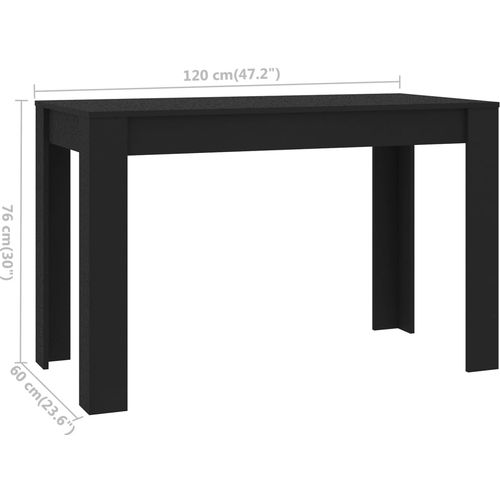Blagovaonski stol crni 120 x 60 x 76 cm od iverice slika 22