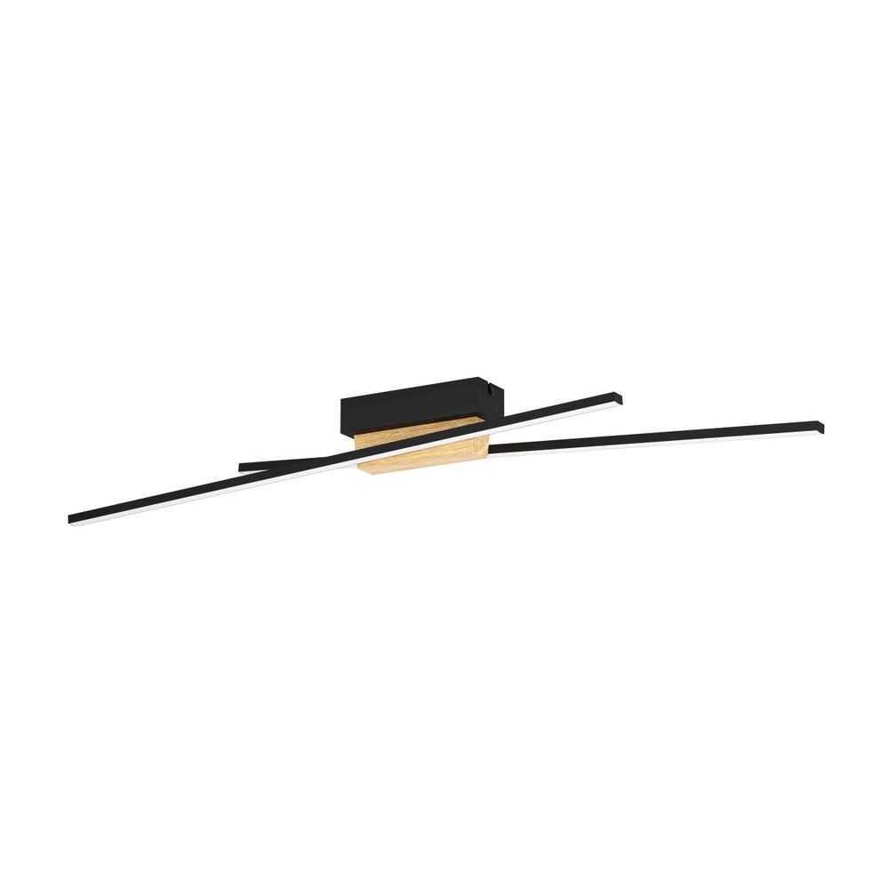 Eglo stropna/zidna LED lampa 'PANAGRIA' - 2x13W, 3120lm, dimabilna, crna/drvo/bijela slika 1