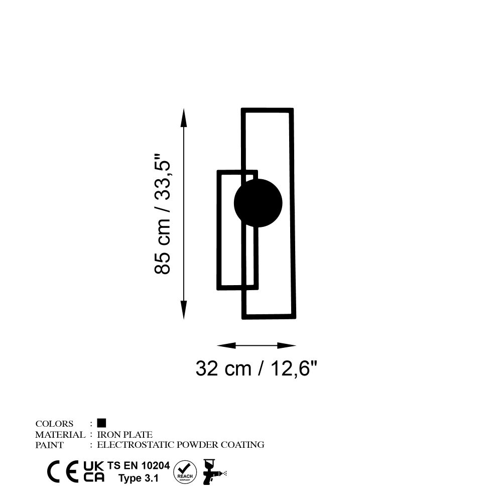 Decorative metal wall accessory Astratto-1, colour: black slika 7
