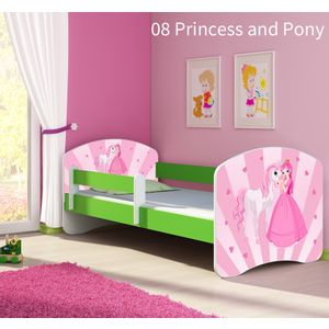 Dječji krevet ACMA s motivom, bočna zelena 140x70 cm 08-princess-with-pony