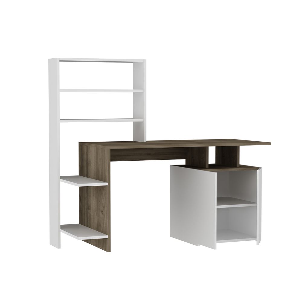 Melis Walnut White Study Desk - radni sto i polica slika 4