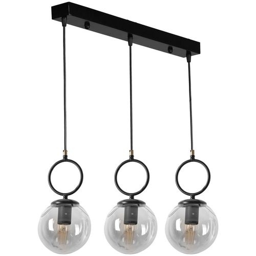 Morino 3 Lü Sıralı Füme Camlı Siyah Sarkıt Black Chandelier slika 2