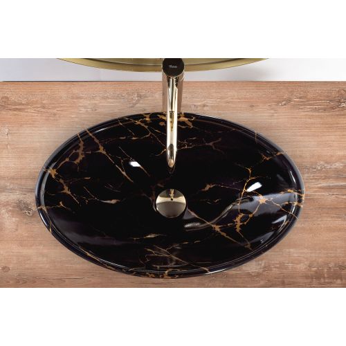 Nadgradni umivaonik Pamela Black Marble Shiny slika 5