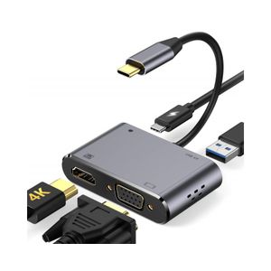 Adapter E-Green USB(C)-HDMI+VGA+USB3.0+USB(C)