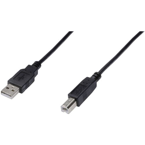 Digitus USB kabel USB 2.0 USB-A utikač, USB-B utikač 1.00 m crna okrugli, dvostruko zaštićen AK-300105-010-S slika 2