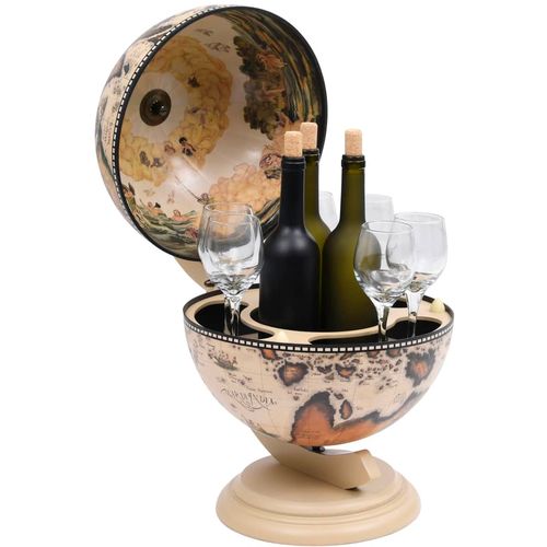 Stolni stalak za vino u obliku globusa drvo eukaliptusa bijeli slika 15
