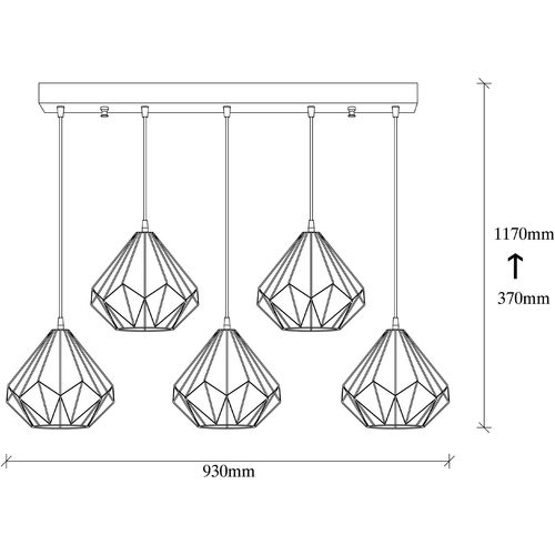 Opviq Vislica DIAMOND 704, crna, metal, promjer 93 cm, visina 117 cm, promjer sjenila 23 cm, visina 21 cm, podesiva visina, 5 x E27 40 W, Diamond - 704-5S1 slika 3