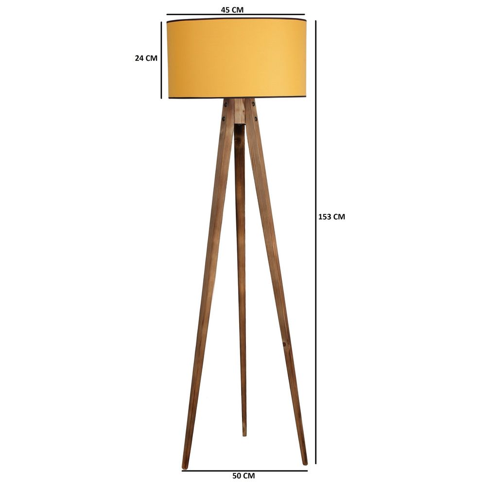 Tripod Yanık Lambader Silindir Hardal Abajurlu Brown slika 4