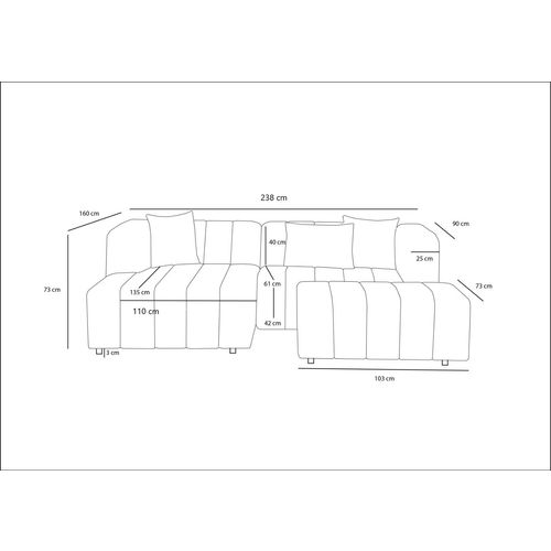 Atelier Del Sofa Kutna garnitura, Beyza Mini Left - Grey slika 9