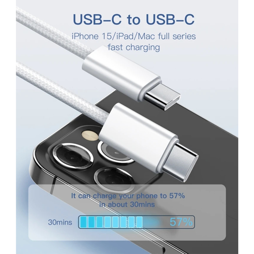 Data kabl LDNIO LC901-C 65W Type C na Type C beli 1m slika 4