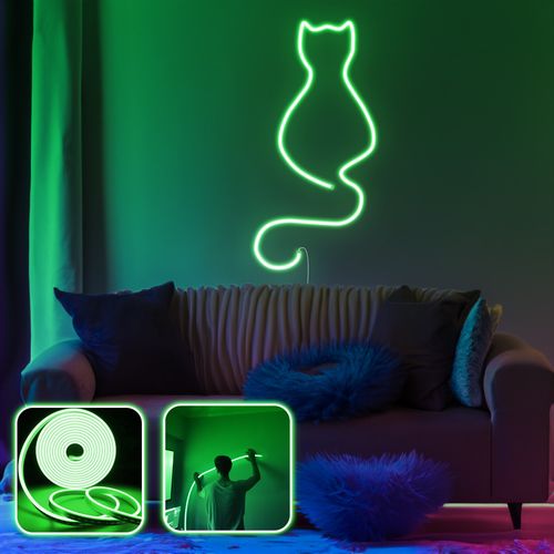 Opviq dekorativna zidna led svjetiljka, Daisy the Cat - Medium - Green slika 2