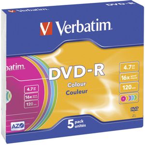 Verbatim 43557 DVD-r prazan 4.7 GB 5 St. Slimcase obojeni