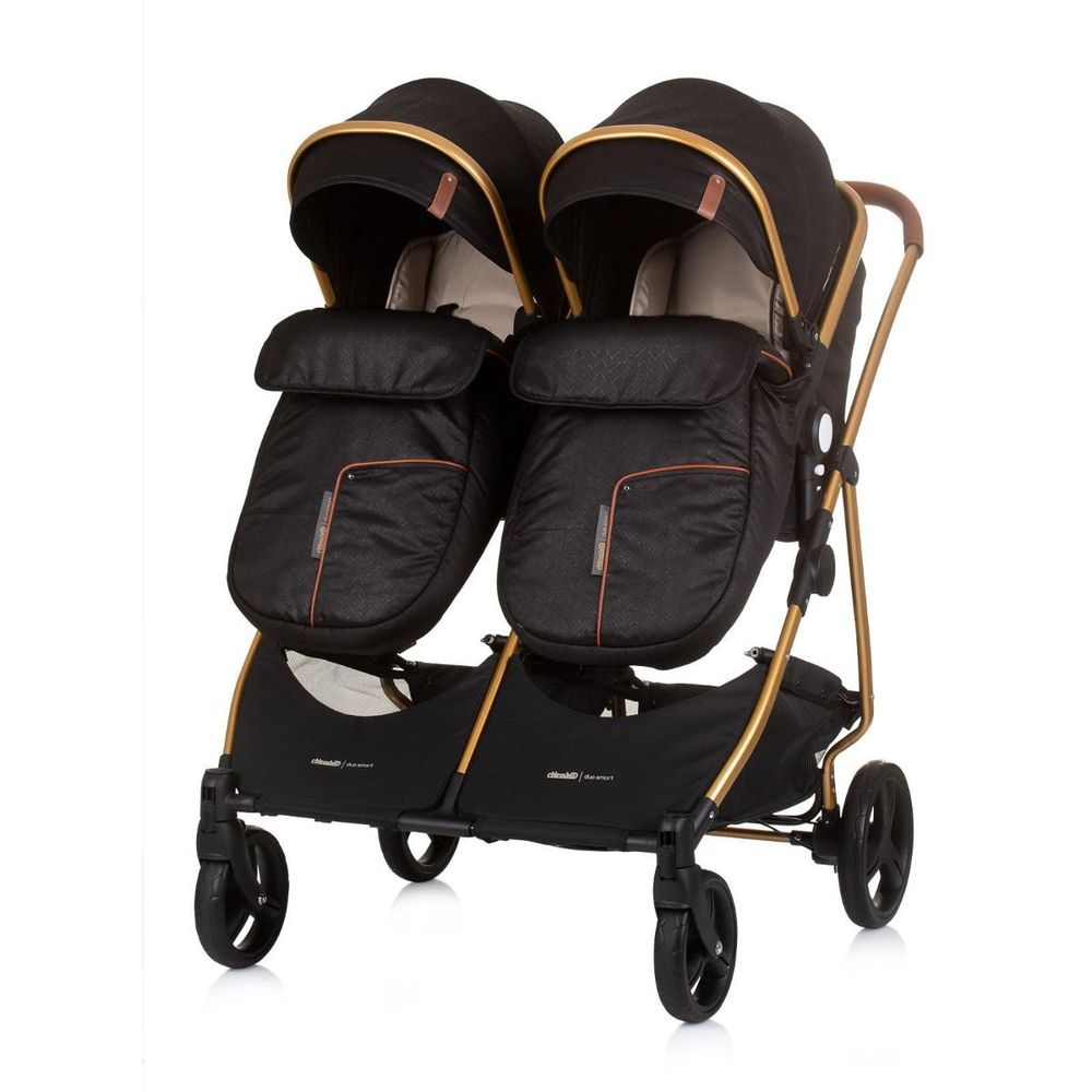 Chipolino Kolica za blizance Duo Smart Kbds02401Og, Obsidian/Gold slika 1